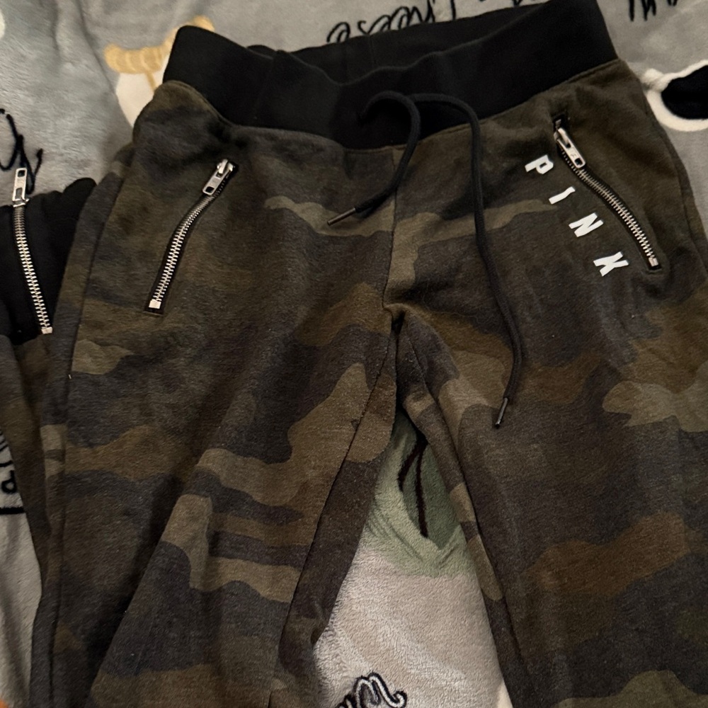 PINK Victoria's Secret Camo Joggers with Black Waistband